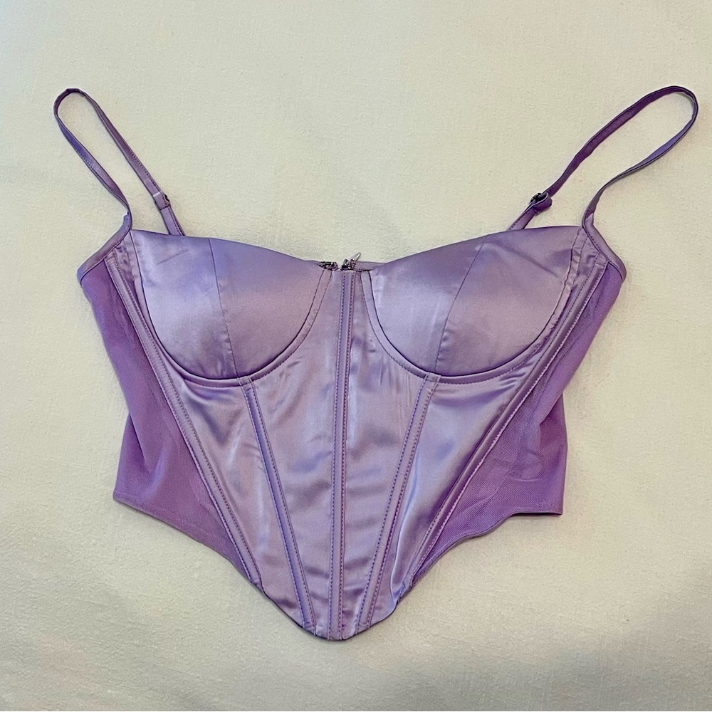 Lilac Satin Corset Bra